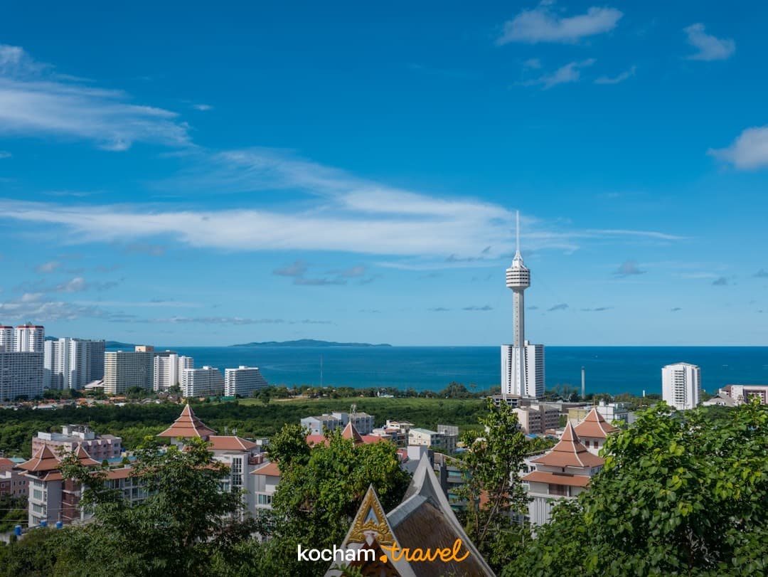 Pattaya, panorama miasta, wybrzeże, wieża widokowa, błękitny ocean