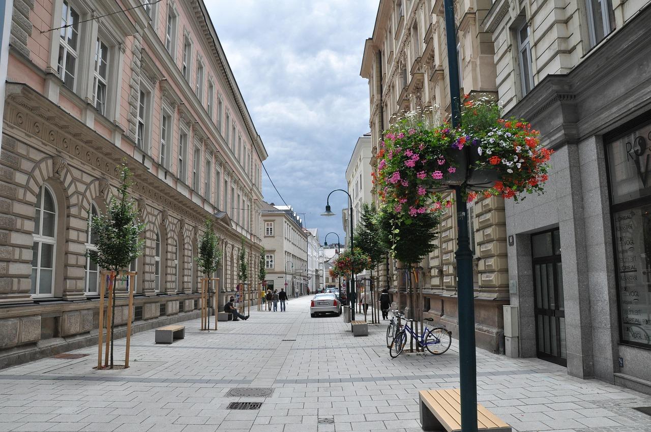 Widok z windy transcendence w Linz